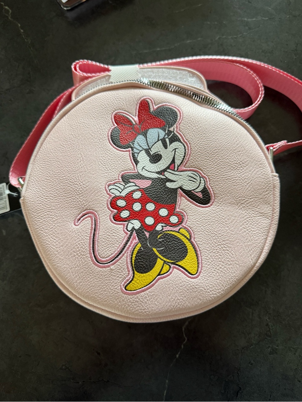 Minnie Mouse Pink Round Crossbody Bag with Adjustable Strap
